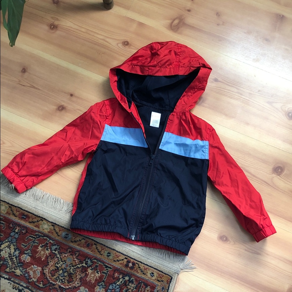 Gymboree Red, Navy & Light Blue Hooded Windbreaker